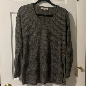 LOFT Gray Ribbed Sweater